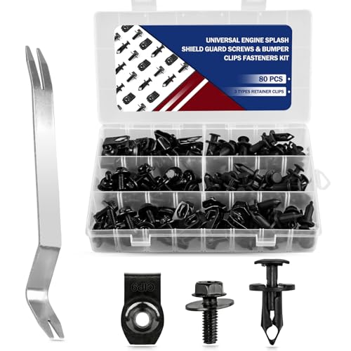 Xislet 80PCS Universal Engine Splash Shield Guard Screws & Bumper Clips Fasteners Kit - Car Under Cover Fender Liner Retainer Push Pins Rivets Bolts for Hyundai Honda Ford Toyota and Most Vehicles