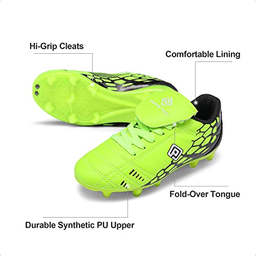 Dream Pairs Unisex-Child Soccer Football Cleats Shoes, Neon/Green/Black - 4 Big Kid (Superflight-3K) #TOP4