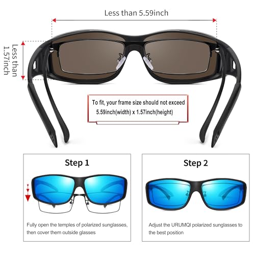 Image of URUMQI Polarized Sunglasses Fit Over Glasses for Men Women, Wraparound Sun Glasses UV400 Protection for Driving Fishing