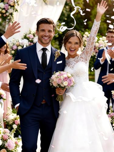 Image of Wangyue Men's Suits 3 Piece Slim Fit Wedding Suits for Men Formal Business Suit Party Prom Tuxedo