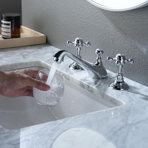 Robinet mitigeur de lavabo à 3 trous rétro contre les fuites d'eau
