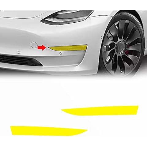 ReplaceMyParts Custom Fit Precut Fog Light Vinyl Overlay Protection Cover Tint Film Wrap Kit Sticker Compatible with Tesla Model Y 2020-2021 Foglight (A Set of 2), Yellow Cover