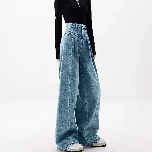 HGps8w Wide Leg Baggy Jeans for Women Super High Waisted Loose Denim Pants Retro Washed Y2K Hiphop Streetwear3