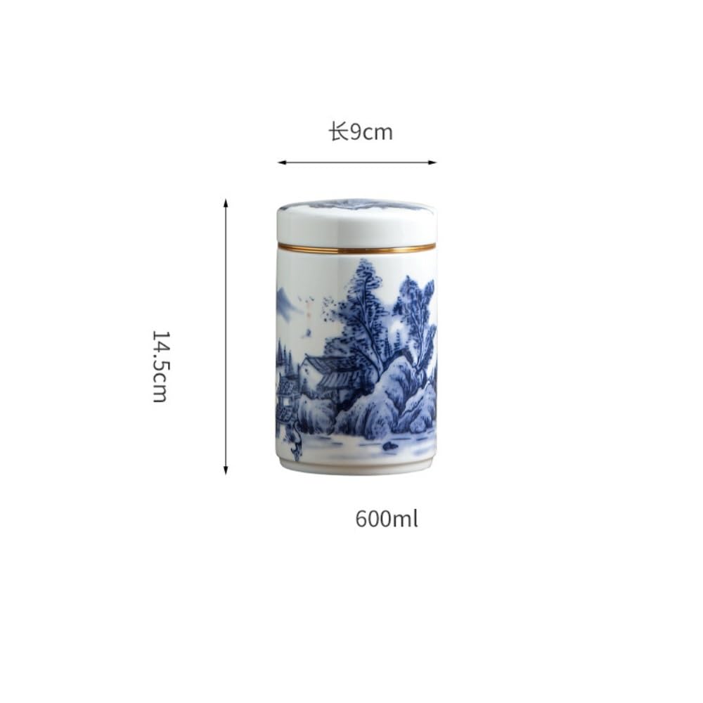 HLTYGWX Teedose, Vintage, handbemalt, Landschaftsmalerei, große Tee-Vorratsdose mit Deckel, versiegeltes Keramikglas, chinesisches Tee-Set, einzelnes Glas, Teedose