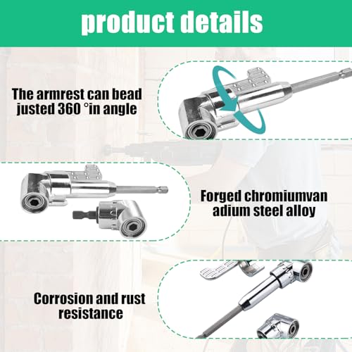 2 PCS 90 Degree Right Angle Drill Attachment Set, 105 Degree Right Angle Drill Adapter Compatible with Cordless Drills and Screwdrivers, Ideal for DIY or Professional Use (60cm/140cm) 3 2 PCS 90 Degree Right Angle Drill Attachment Set, 105 Degree Right Angle Drill Adapter Compatible with Cordless Drills and Screwdrivers, Ideal for DIY or Professional Use (60cm/140cm) - Image 3