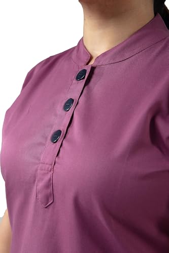 Image of UNIFORM CRAFT Women's Polyester and Cotton Twill Support Staff Uniform, Purple and Navy blue 3XL