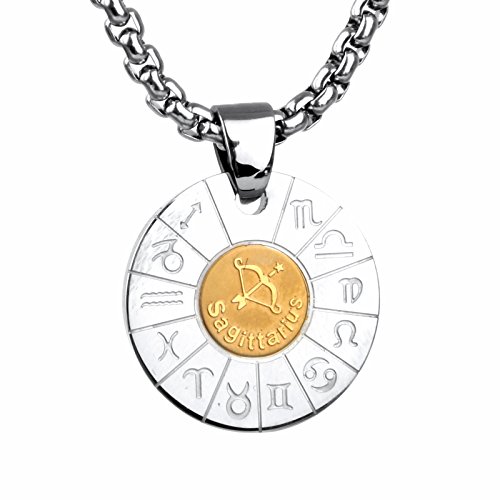 COPAUL Schmuck Edelstahl Tierkreis Sternzeichen Schuetze Anhänger Kette Halskette für Herren Damen, Gold Silber