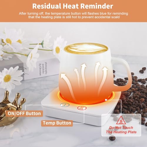 Image of VOBAGA Coffee Warmer & Mug Warmer for Home Office Home Desk with 4H Auto Shut Off, Electric Cup Warmer Plate with 3 Temperature Settings for Tea, Water, Cocoa, Coffee Gifts Accessories for Women Men