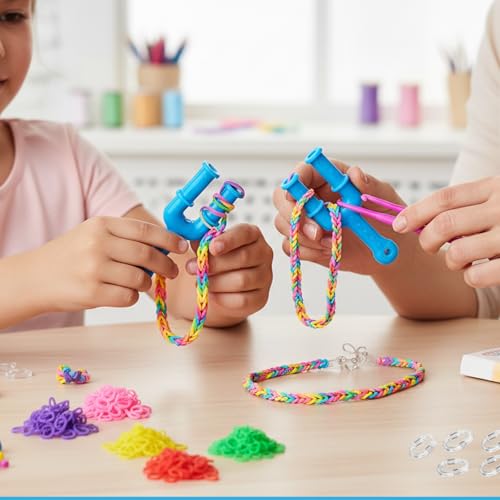 fKiZanthene Loom Bänder Zubehör Set mit zwölf Y-förmigen Webwerkzeugen, Gummiband Verschlüsse für Armbänder Selber Machen und Bastelprojekte zu Hause Schule oder Party