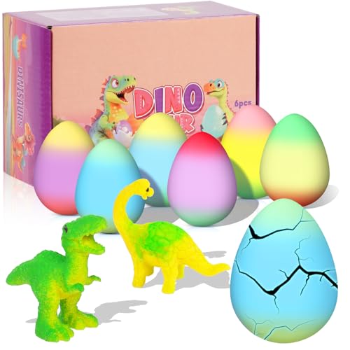 AYESY Dinossauro Eclodindo Ovos Arco-íris, 6 Peças Ovo de Dinossauro Brinquedo para Incubar em Água, Caixa Surpresa para Eclosão Mágica para Meninos e Meninas Presentes para Aniversário Páscoa de 3 4