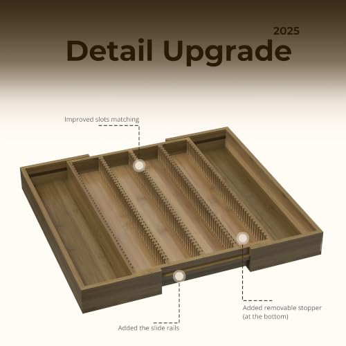 Image of Large Expandable Bamboo Coffee Pod Drawer Organizer