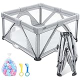 ANGELBLISS Baby Playpen, Foldable Playpen for Babies and Toddlers, Indoor & Outdoor Baby Activity Ce