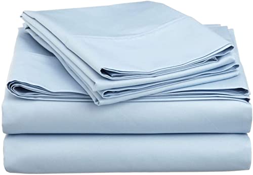 Emperor Size Sheet Set (4 Pcs)- Sheets And Pillowcases Egyptian Cotton Quality Bed Sheets- Extra Long-Staple Cotton Fits Mattresses 18-21" Deep Pockets Light Blue Solid Sheets #TOP20