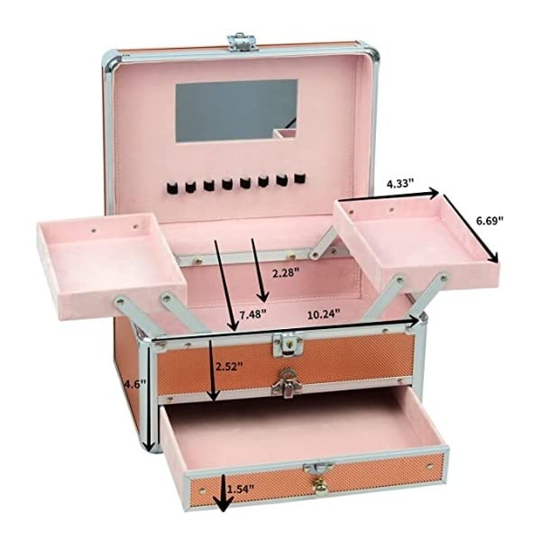 Adson Professional Beauty Makeup Cosmetic Vanity Case (Doll Print Pink) 4