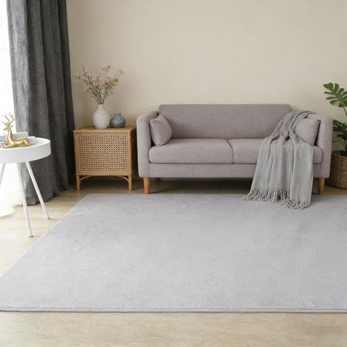 Tapis de salon lavable 150x310 cm gris à poils ras