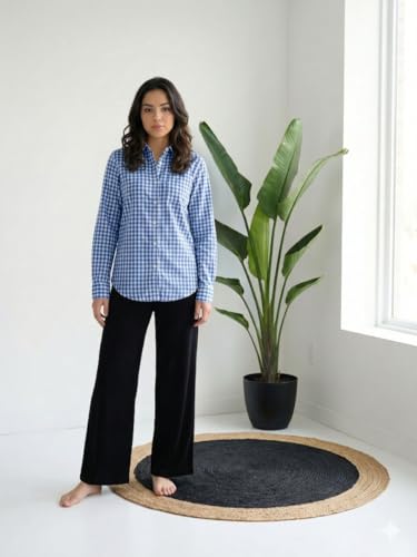 Image of OOMPH! Women Checked Smart Casual Shirt | Women's Gingham Check Shirts | Full Sleeve Button-Down Casual Westernwear for Women | Smart Fit Office Wear Top