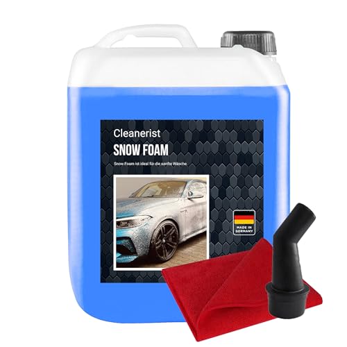 Cleanerist 2 x 10 litri Snowfoam blu I concentrato | Shampoo per auto anche per roulotte e caravan | lavaggio auto I Foamer I Schiuma attiva I con beccuccio & panno in microfibra I Shampoo