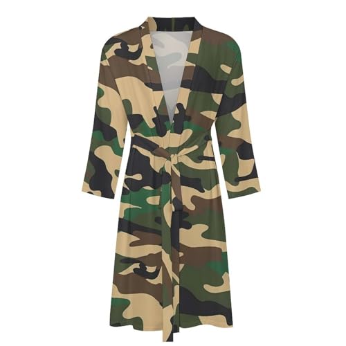 Camouflage Army Green Men's Robe Print Bathrobe Spa Robes Sleepwear Kimonos Dressing Gown Loungewear4