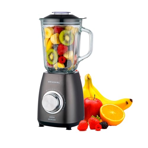 Grunkel batidora de vaso de 1 a 1,5L y de 500 a 2000W con vaso extraible de cristal. De fácil limpieza y de 2 a 4 niveles y Turbo (1,5L 1000W)