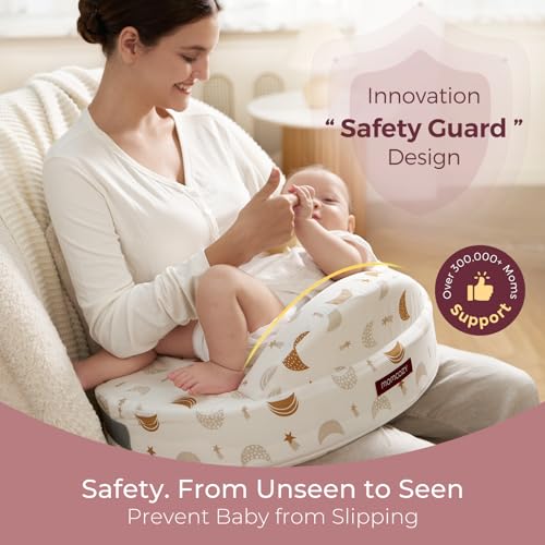Image of Momcozy Nursing Pillow - Firm & Springy Memory Foam - Stable, Ergonomic Support & Comfort - Wider Breastfeeding Cushion, Adjustable, Removable Cover, Baby Safety Certified, Starry Night