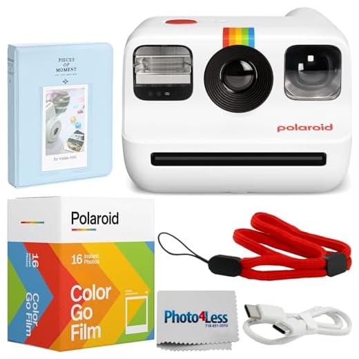 Polaroid Go Generation 2 Instant Film Camera Bundle with Polaroid GO Color Film, Double Pack and Photo Album + Cloth (4 Items) (White)