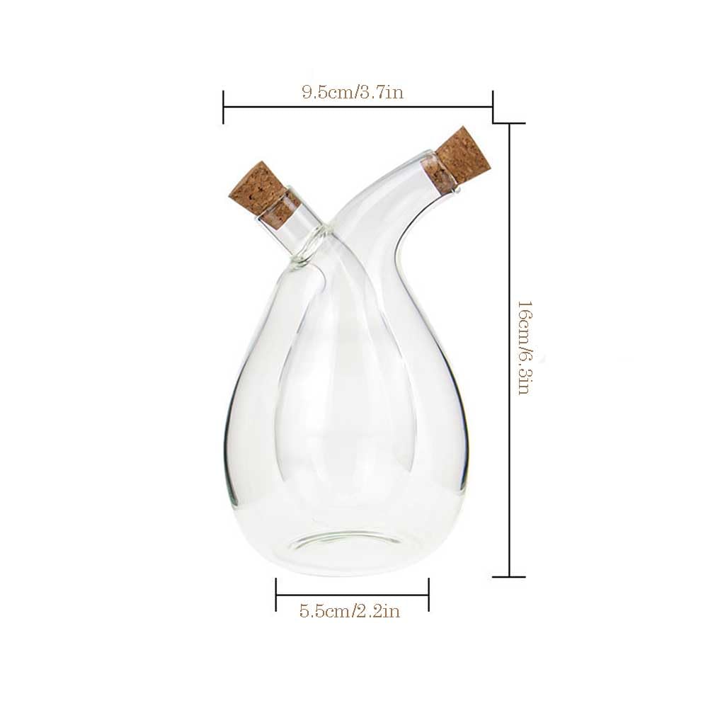 Dispensador de aceite y vinagre de cristal, Dispensador de aceite y vinagre de vidrio 2 en 1 de 6,3 pulgadas