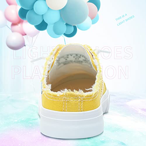 Obtaom Women Canvas Mules Memory Foam Clipper Fashion Sneakers Comfortable Slip-On Mule Backless Holiday Shoes（Lemon Yellow，Us8） #TOP4