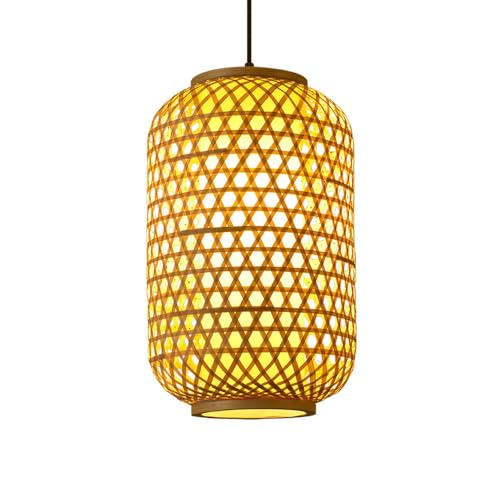 Plafonnier tissage bambou, lustre suspension salon et hôtel
