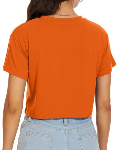 Image of Womens Summer Crop Tops Short Sleeve Round Neck T-Shirts Loose Fit Casual Blouse 2026