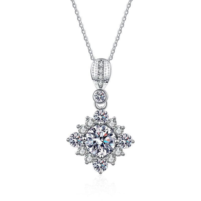 Collier avec pendentif diamant moissanite 1 carat femmes bijoux étincelants chaîne de cou