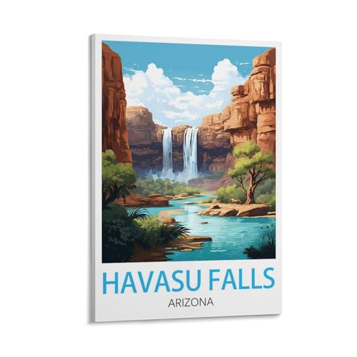 Toile vintage Havasu Falls d'Arizona, tableau d'art mural élégant de 60 x 90 cm