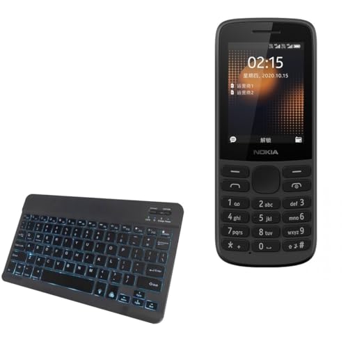 BoxWave Keyboard Compatible with Nokia 215 4G - SlimKeys Bluetooth Keyboard - with Backlight, Portable Slim LED 7 Colors - Jet Black