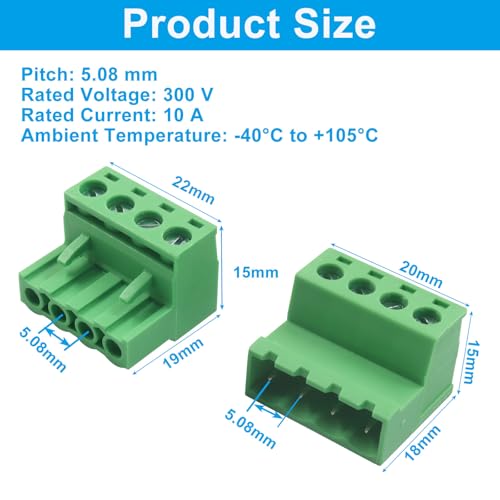 Borniers à vis 4p 5,08 mm pour montage PCB durable et précis