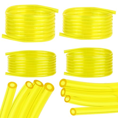Lot de 4 tuyaux de carburant de 2 m - 2 x 3,5 mm, 2,5 x 5 mm, 3 x 5 mm, 3 x 6 mm - Pour tronçonneuse, souffleur, nettoyeur haute pression (jaune)