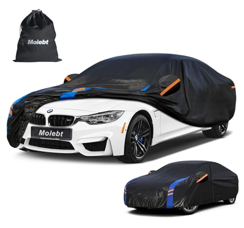 Image of Custom Fit Car Cover for BMW 4 Series 425i, 430i, 440i, M440i, M4 Sedan /Coupe, Upgraded Waterproof All Weather Outdoor Auto Cover with Driver Door Zipper & Mirror Pockets, UV /Snow Protection