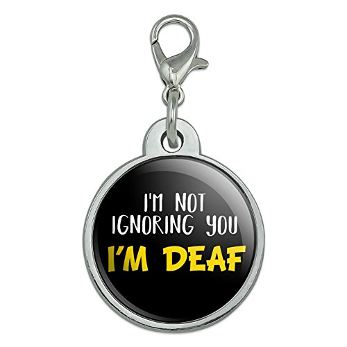 GRAPHICS & MORE I'm Not Ignoring You I'm Deaf Chrome Plated Metal Pet Dog Cat ID Tag - Small