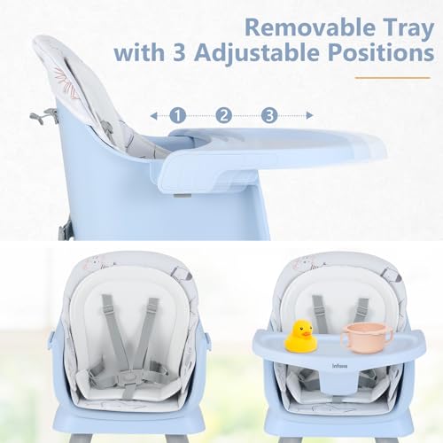 Image of INFANS 8 in 1 Baby High Chair, Convertible Highchair for Babies and Toddlers, Infant Dining Booster Seat, Building Block Table, Kids Stool Table Chair Set with Removable Tray
