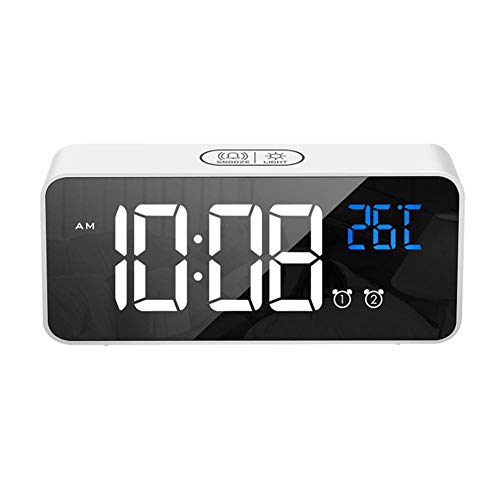 Alarma reloj digital snooze con brillo ajustable y batería para mesa de escritorio 3