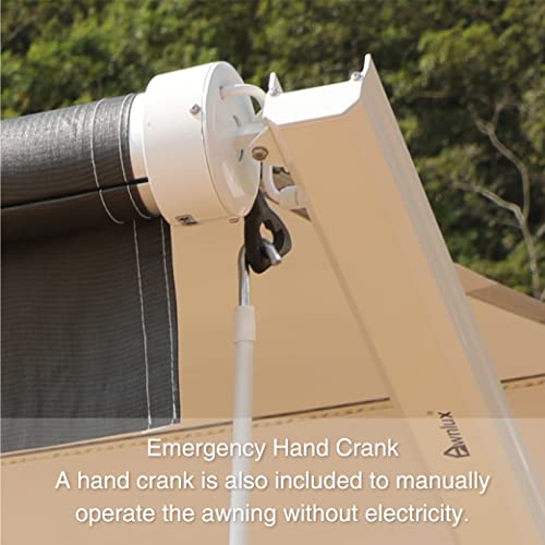 Awnlux White Motorized Modular Retractable RV Awning Full Set Assemblies for RV, 5th Wheel, Travel Trailers, Toy Haulers, and Motorhome-RV Trailer Awning for Home or Camper-14x8 Ft-Black Fade-