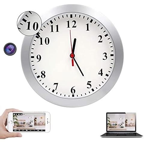 WEIHFN Hidden Spy Camera Wifi, 1080P HD Wall Clock Camera Clock Built-In Power Bank/ 180° Wide Angle/Ios & Android APP Night Vision Cover