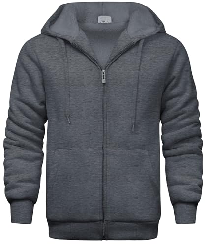 Mens Fleece Hoodies Zip Up Warm Thick Winter Jacket - image 1