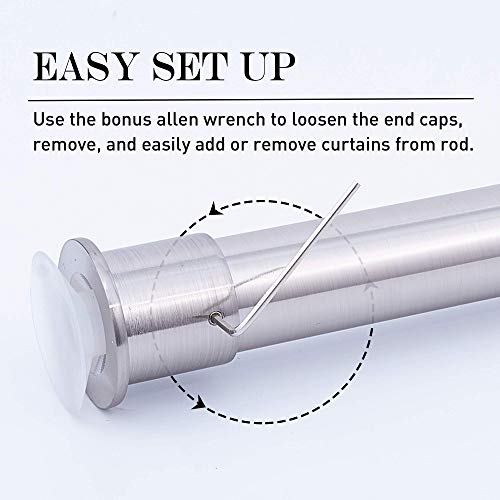 Image of NICETOWN Outdoor Strong Tension Curtain Rod for Patio, Long Curtain Rod, Pergola, Extra Long Room Divider Curtain Rod, Use in Bathroom, Kitchen, Home, Never Collapse, No Drilling, Nickel, 80 inch - 120 inch