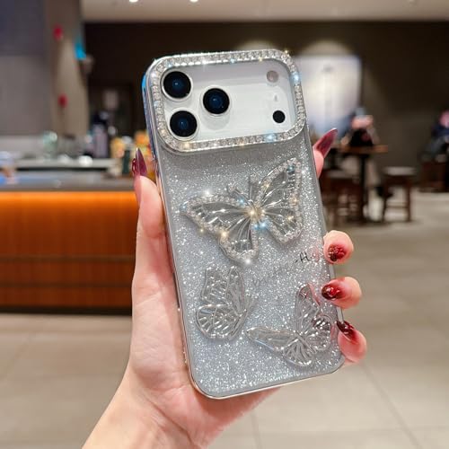 Coque iPhone 16 Plus rigide silicone papillon argent antichoc