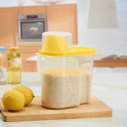 1.9L Dry Food Storage Container Plastic Box Cereal Dispenser Pasta Snack Food Storage Containers Airtight Containers organizer - (Color: yellow)