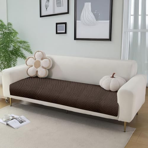 Image of Amazon Basics - Velvet Quilted Make Your Own Sofa Cover | 3 Seater | Multi-Layered Fabric | 180cm x 70cm | 350 GSM | Color - Brown