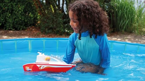 Lena BOAZZ Feuerwehrboot 36 cm, Spielzeugboot Indoor und Outdoor geeignet, für Kinder ab 2 Jahren, Kabine zum öffnen, Zwei Sitzplätze Plus Spielfigur, Rot