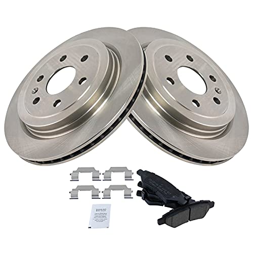 Image of TRQ Rear Brake Pad and Rotor Set Ceramic Vented Rotors