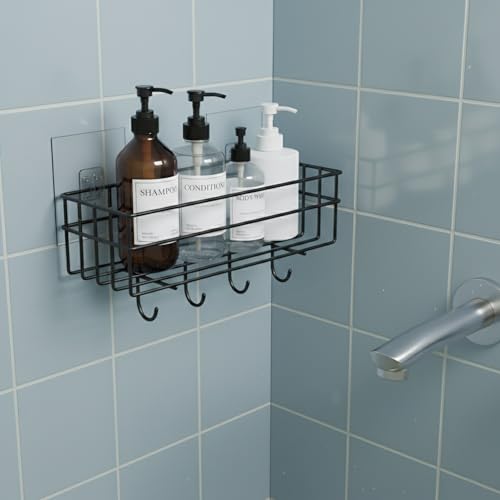 Image of WonderStand SHELFIE Plus (Set of 1) | Multipurpose Bathroom Shelf Rack, GI Steel (Set of 2) with Hooks Bathroom Shelf Rack Storage Accessories Organizer