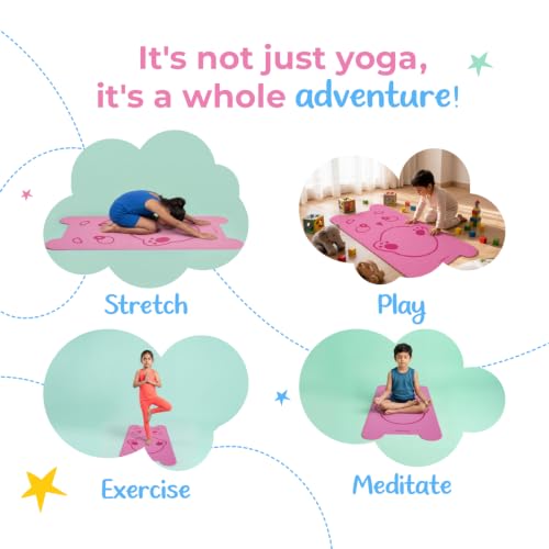 Image of Lifelong Kids Yoga Mat with Carrying Strap | Non-Toxic Yoga Mat for Children Workout & Exercise | Slip-Resistant Floor Mat for Kids Fitness, Play & Meditation | Exercise Mat for Home (Pink)