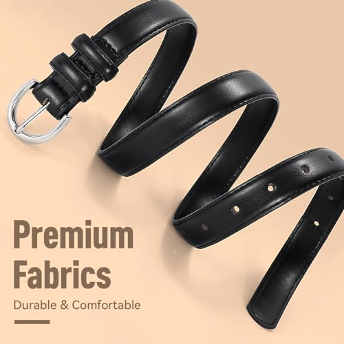 Women Leather Belt for Jeans Pants Fashion Ladies Skinny Belt for Dresses Thin Belt with Single Prong Buckle2